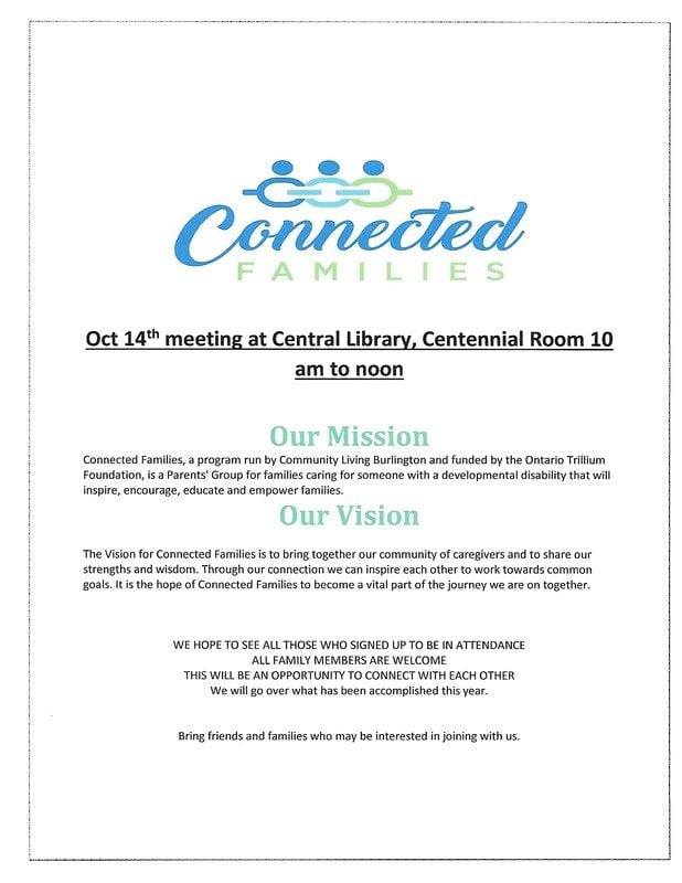 Reminder of Oct 14th meeting of Connected Families Reminder of Oct 14th meeting of Connected Families